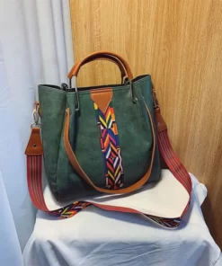 women green leather bag