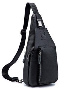 Leather pocket crossbody bag for women
