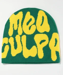 Mea-Culpa-Beanie-Olive-green-and-yellow