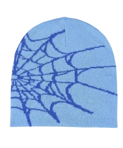 spider web beanie blue