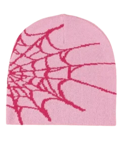 spider web beanie pink
