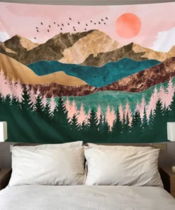 Forest Mountain Landscape Tapestry