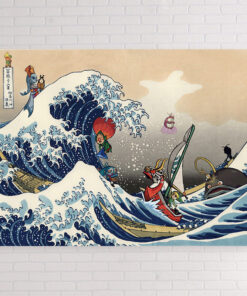 Japanese Hokusai wave pattern painting