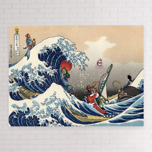 Japanese Hokusai wave pattern painting