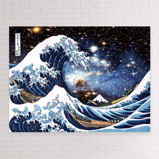 Japanese Hokusai wave pattern painting