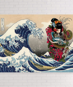 Japanese Hokusai wave pattern painting